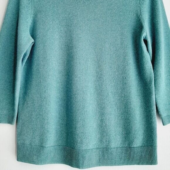 TALBOTS 100% Cashmere Sweater Crewneck Teal Blue Sz M P - Picture 3 of 7
